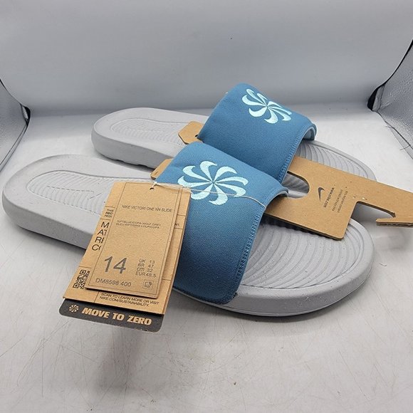 Nike Victori One Next Nature Mens 14 Blue Sandals Slides Casual DM8598-400 - Picture 1 of 12